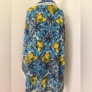 Vibrant Blue and Yellow Floral Wrap
